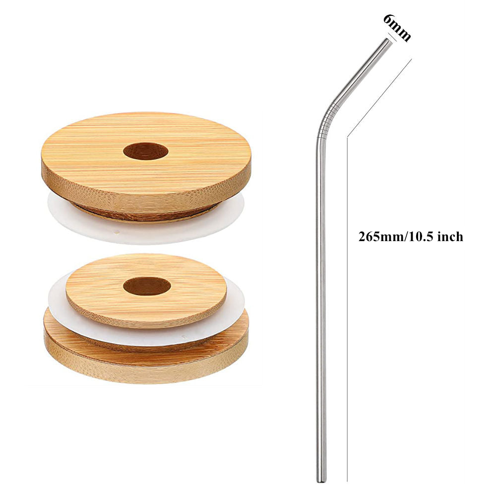 Bamboo Lid and Straw for Beer Can Glass