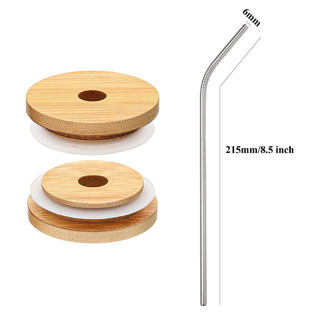 Bamboo Lid and Straw for Beer Can Glass