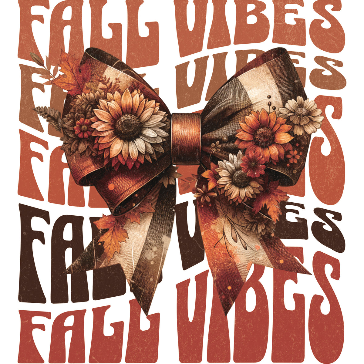 DTF- Direct to Film - Fall Vibes Retro Bow