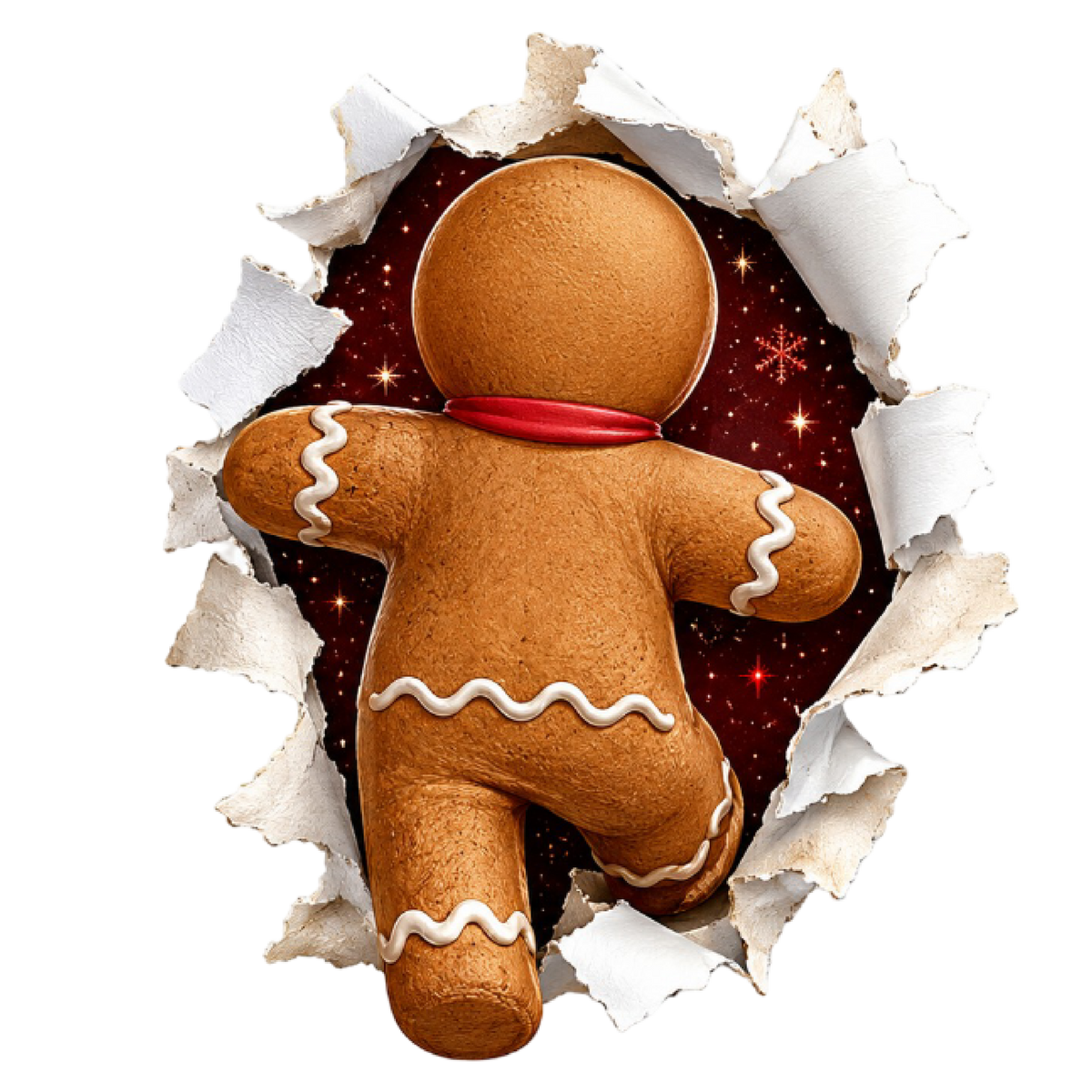 DTF - Direct to Film - Gingerbread Man Crashing Through Front and Back