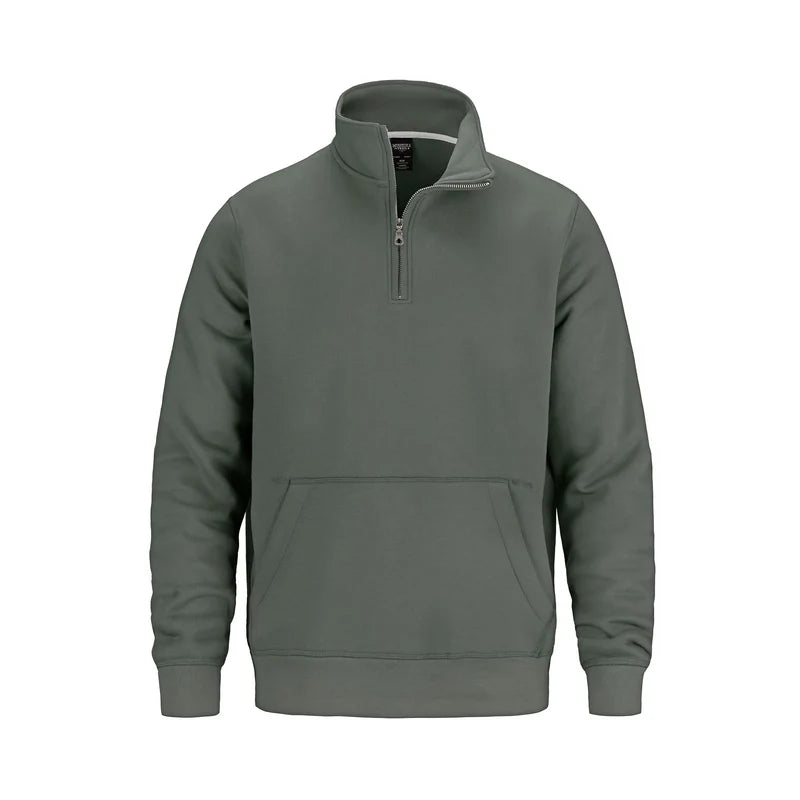 Muskoka Trail Fairmount Adult 1/4 Zip Sweatshirt with Pouch Pocket in Sage Green