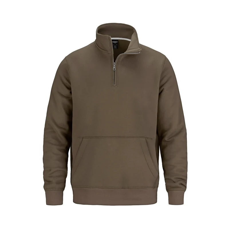 Muskoka Trail Fairmount Adult 1/4 Zip Sweatshirt with Pouch Pocket in Taupe