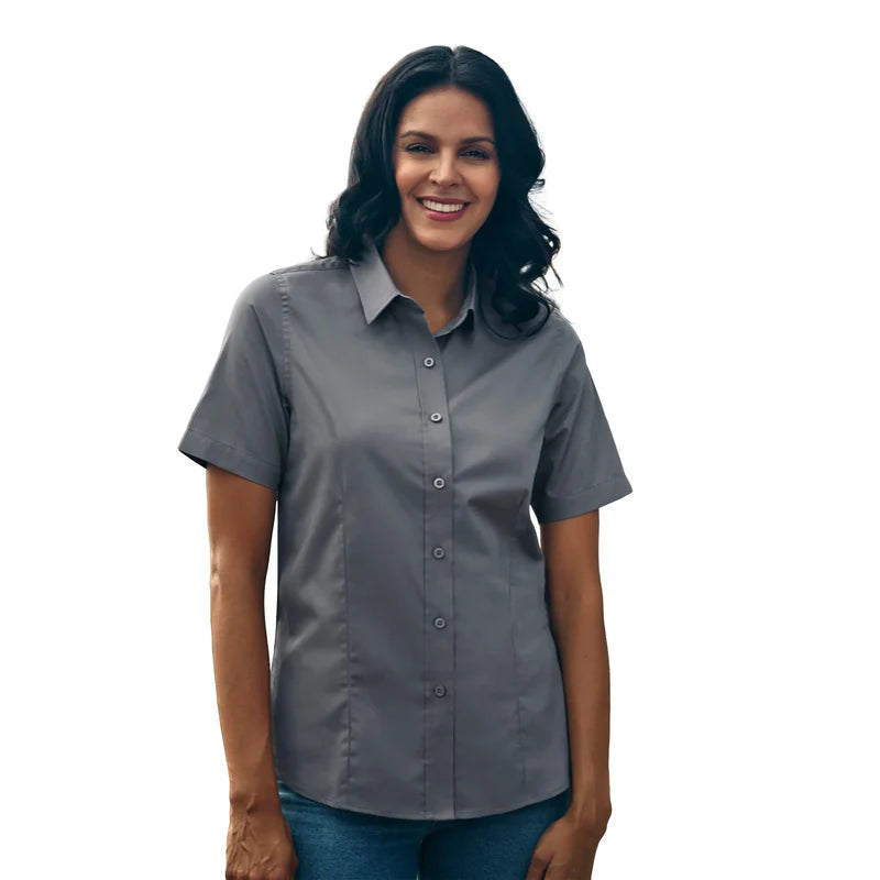 CX2  Ashton Ladies - Poly Cotton Twill Short Sleeve Shirt -4605