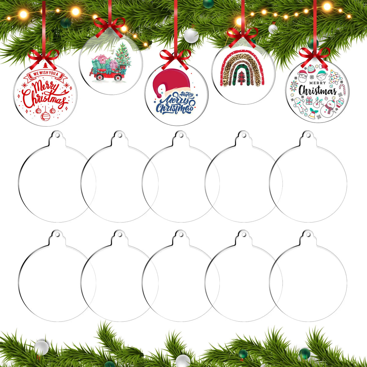 Acrylic Ornaments - 10 Pack