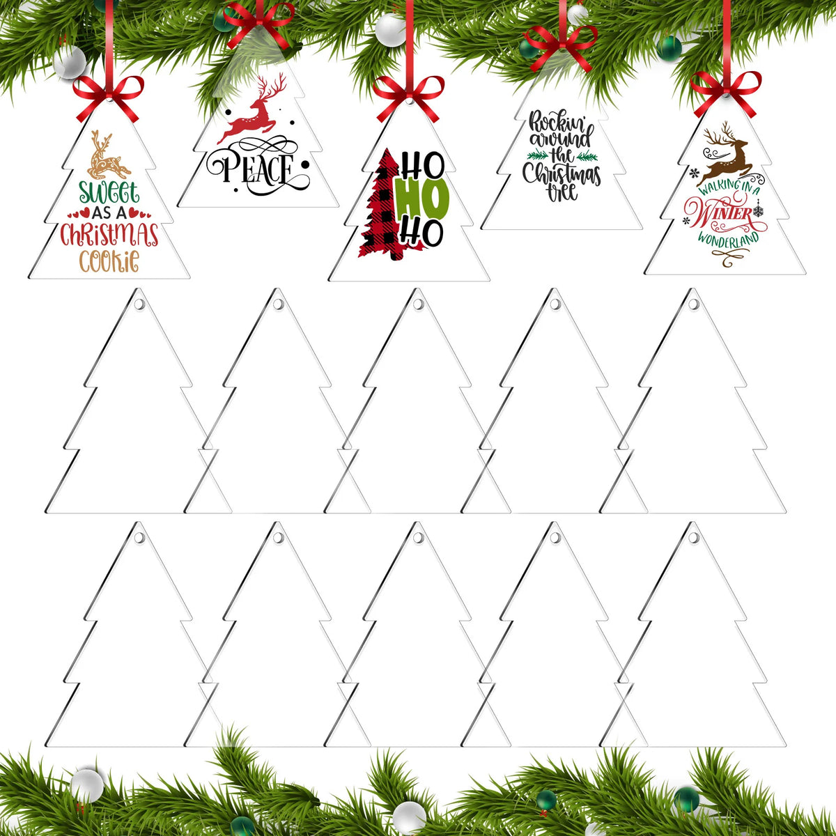 Acrylic Ornaments - 10 Pack