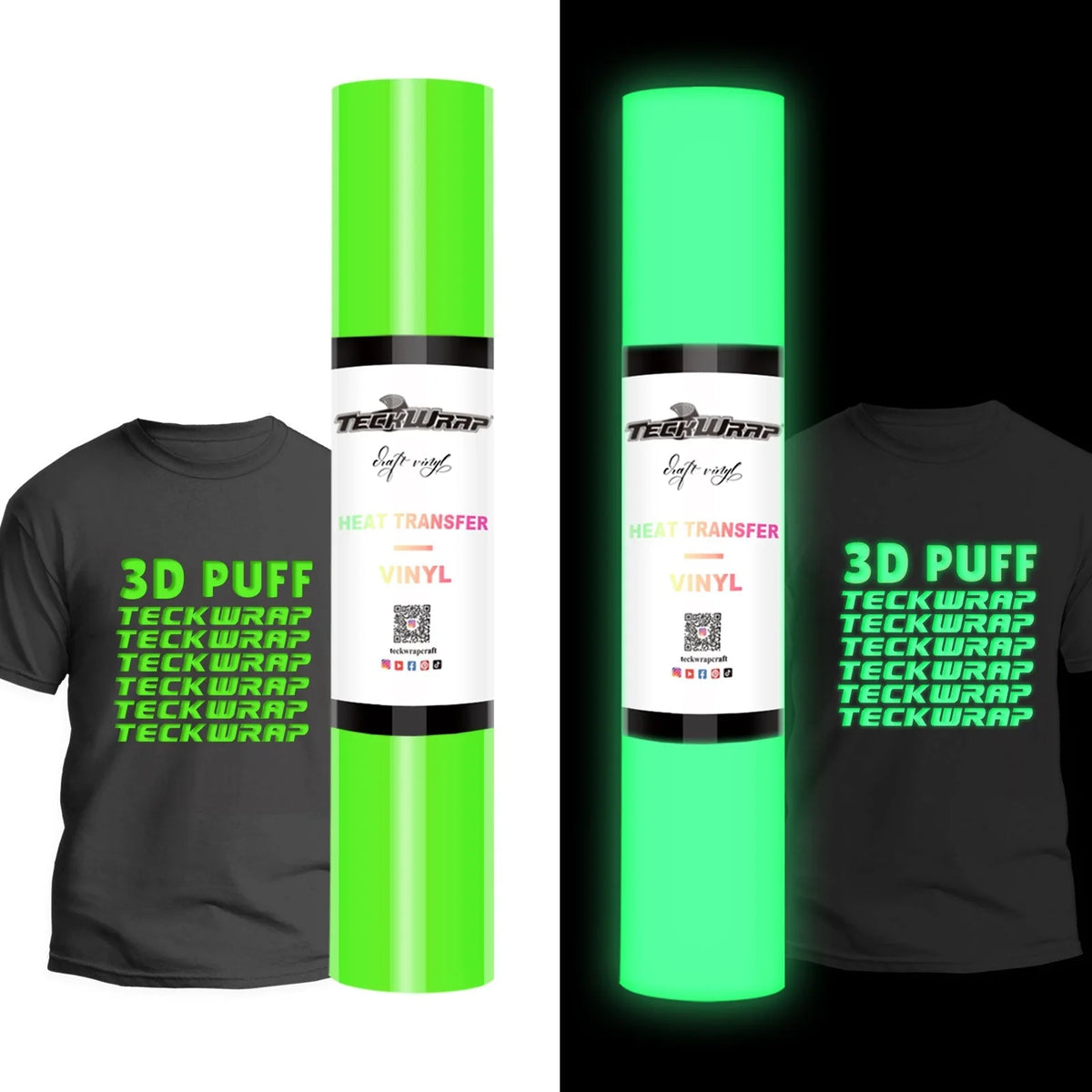 Glow In The Dark Puff Heat Transfer Vinyl - TeckWrap