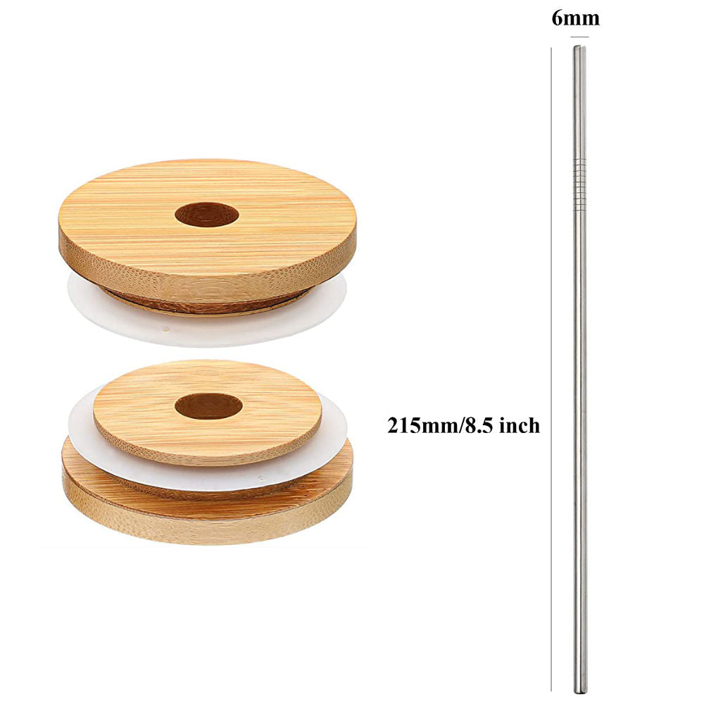Bamboo Lid and Straw for Beer Can Glass