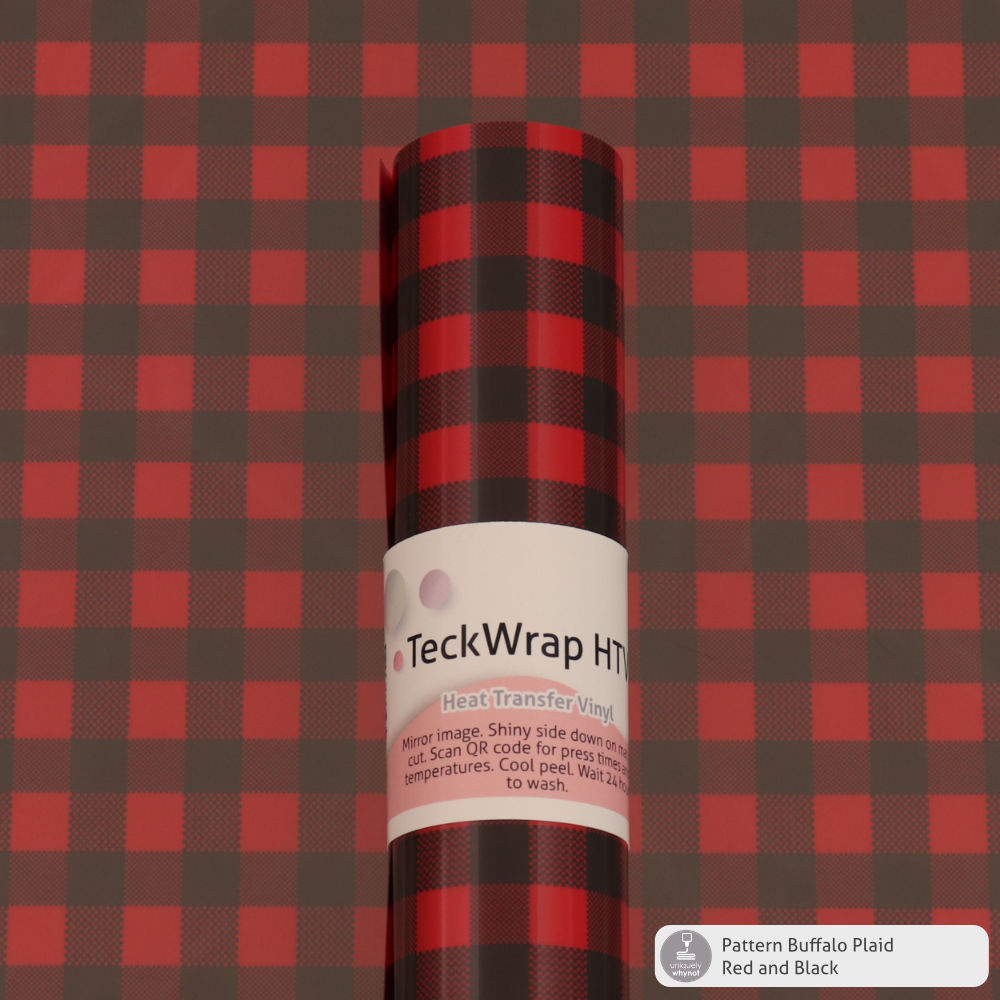 18 x 12 Buffalo Plaid HTV Red Black Check Printed Heat Transfer Vinyl Craft  Pattern Sheet